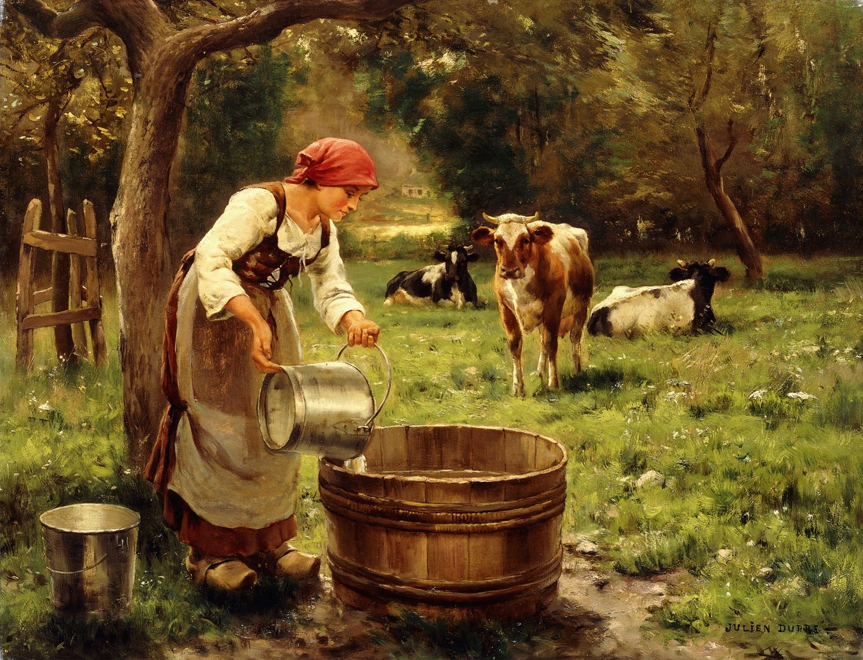 Cuidando las vacas de Julien Dupre