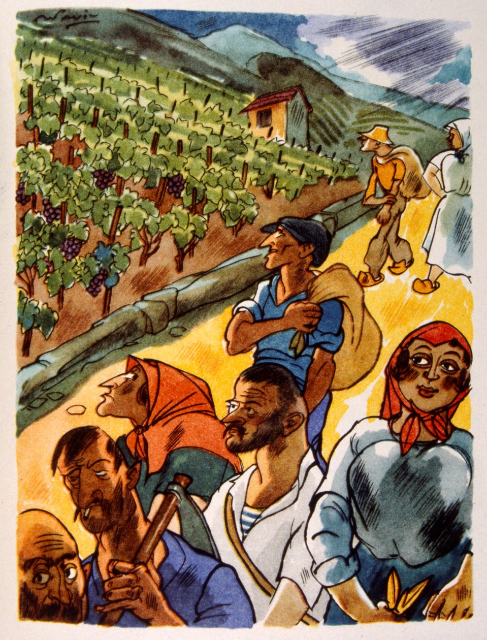 Viñedo francés. 1944. Ilustración de Julien Pavil de Julien Pavil
