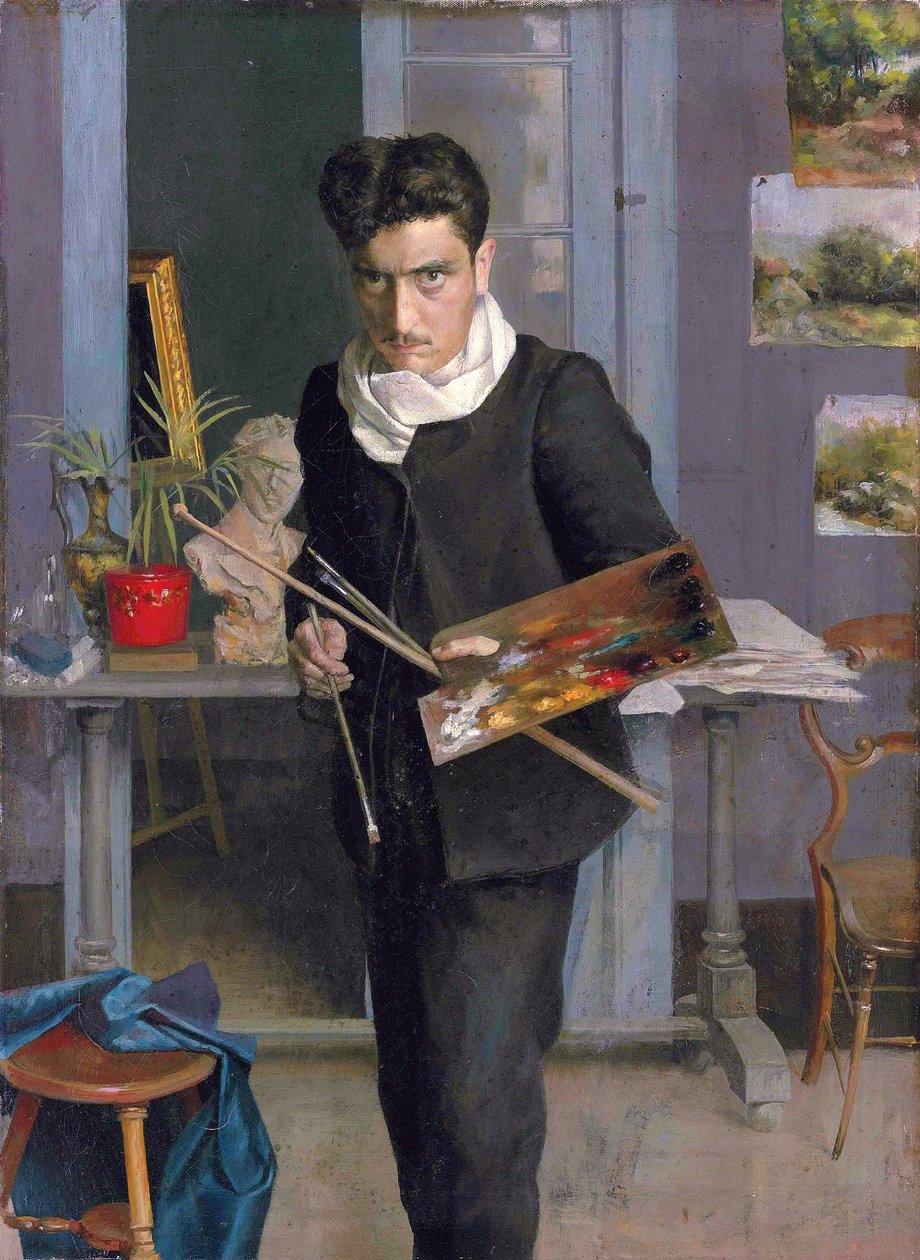 Español: Autorretrato joven de Julio Romero de Torres
