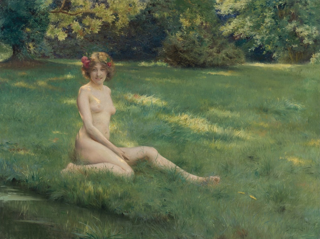 Un desnudo en el césped (La Rieuse) de Julius Leblanc Stewart