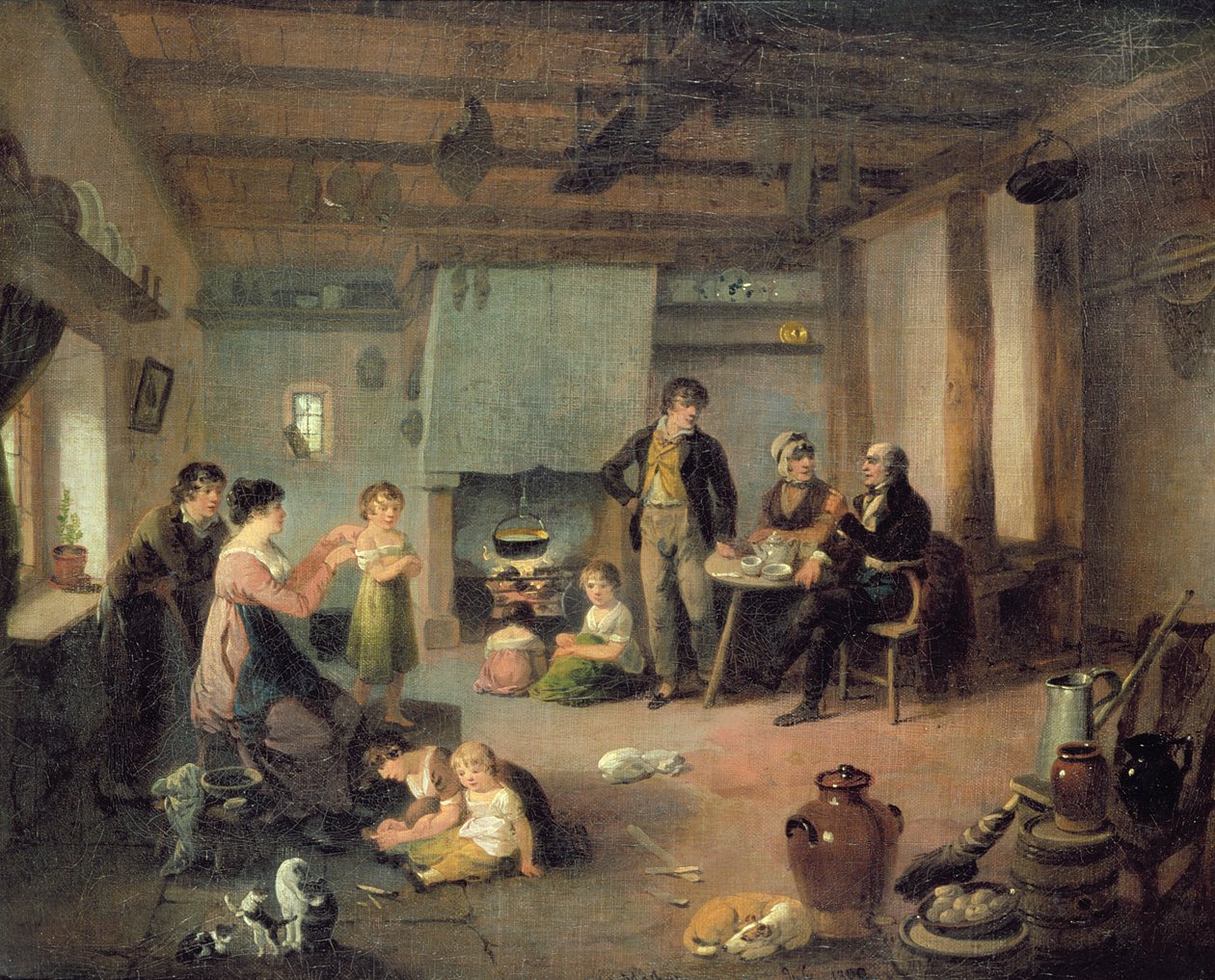La familia del pintor en Masham de Julius Caesar Ibbetson