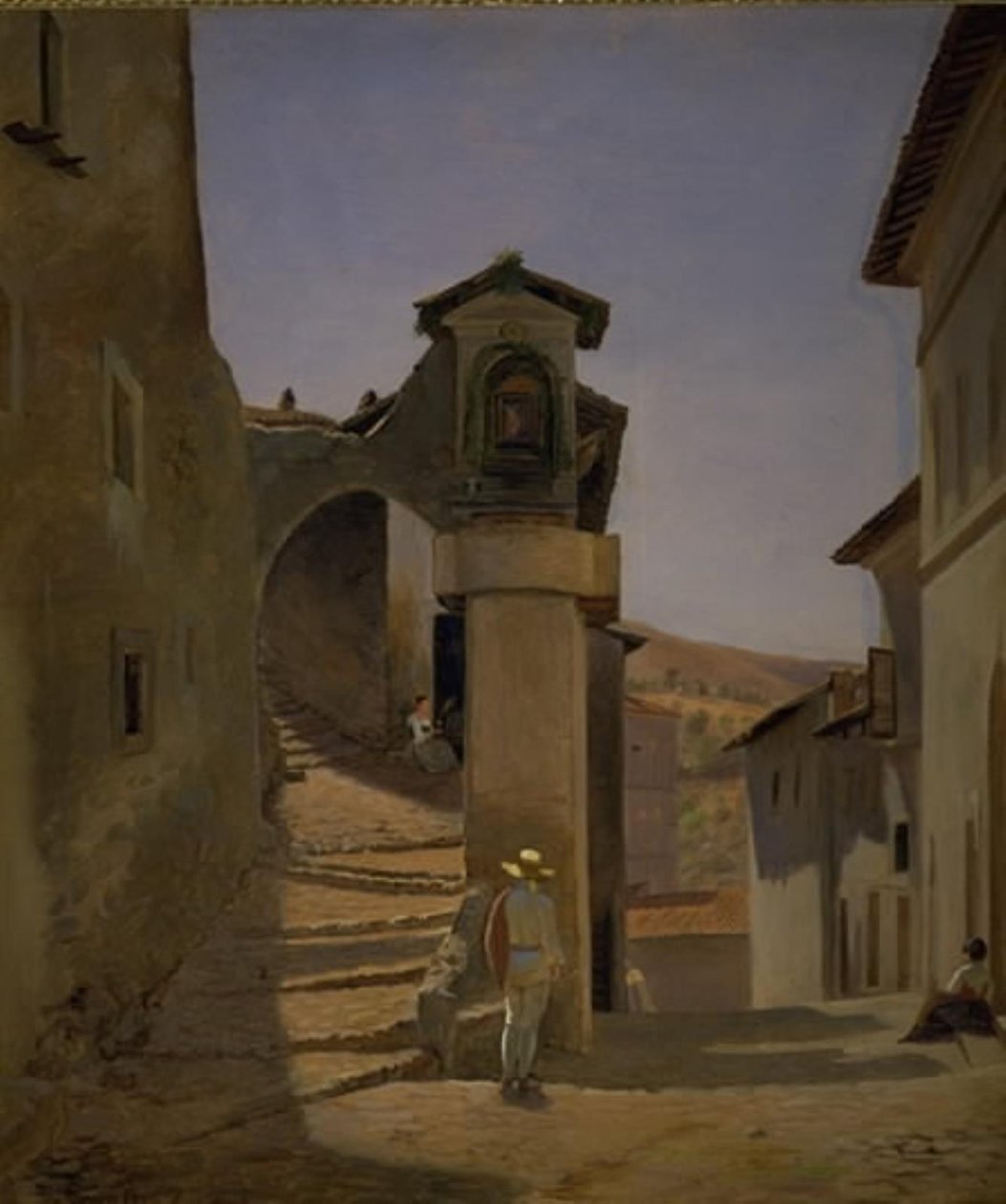 Escena callejera en Subiaco, Italia de Julius Friedlænder
