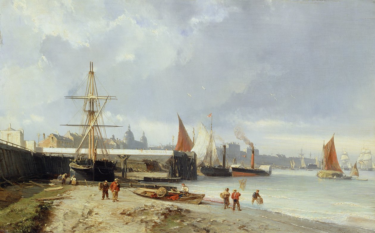 Los muelles en la orilla en Greenwich de Julius Hintz