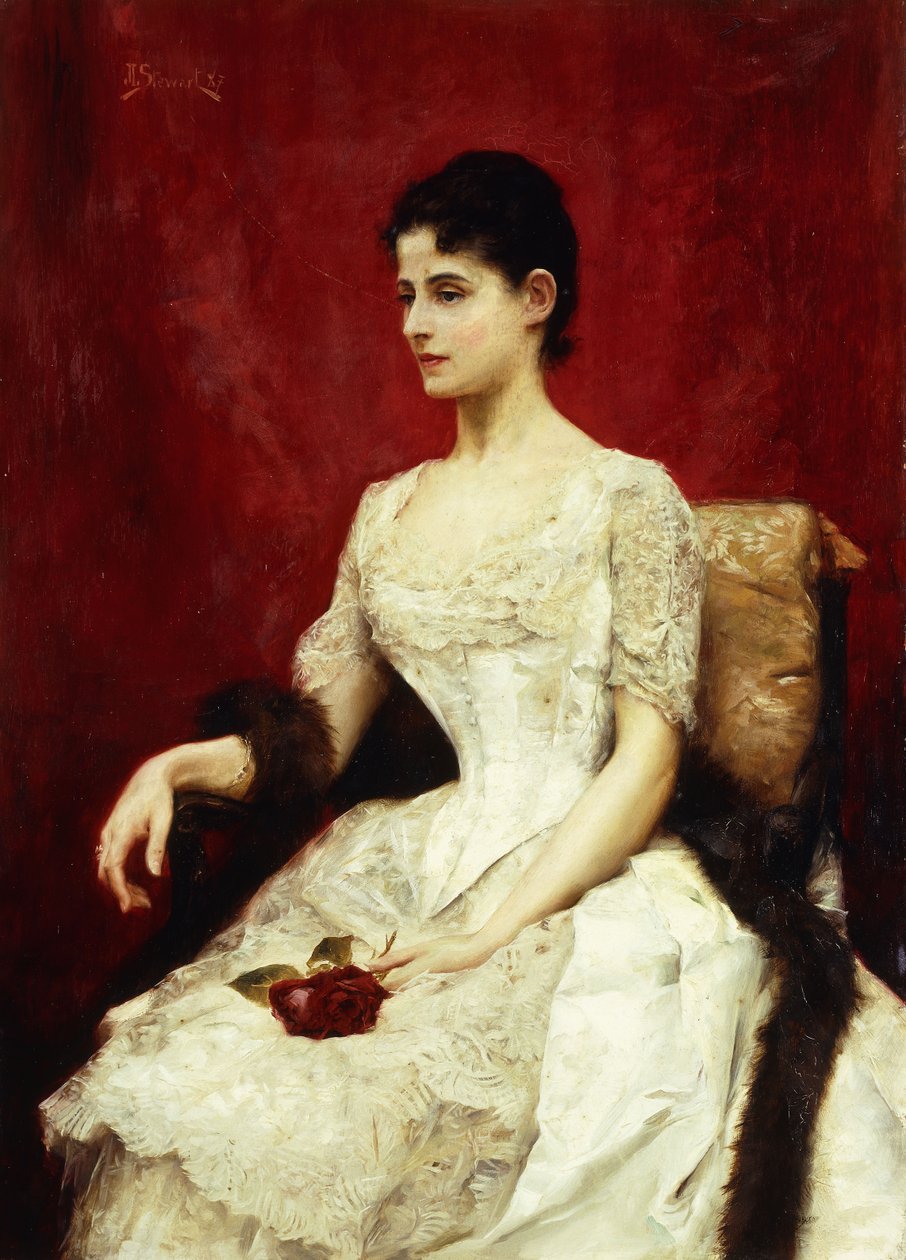 Rosas carmesí y encaje, 1887 de Julius Leblanc Stewart