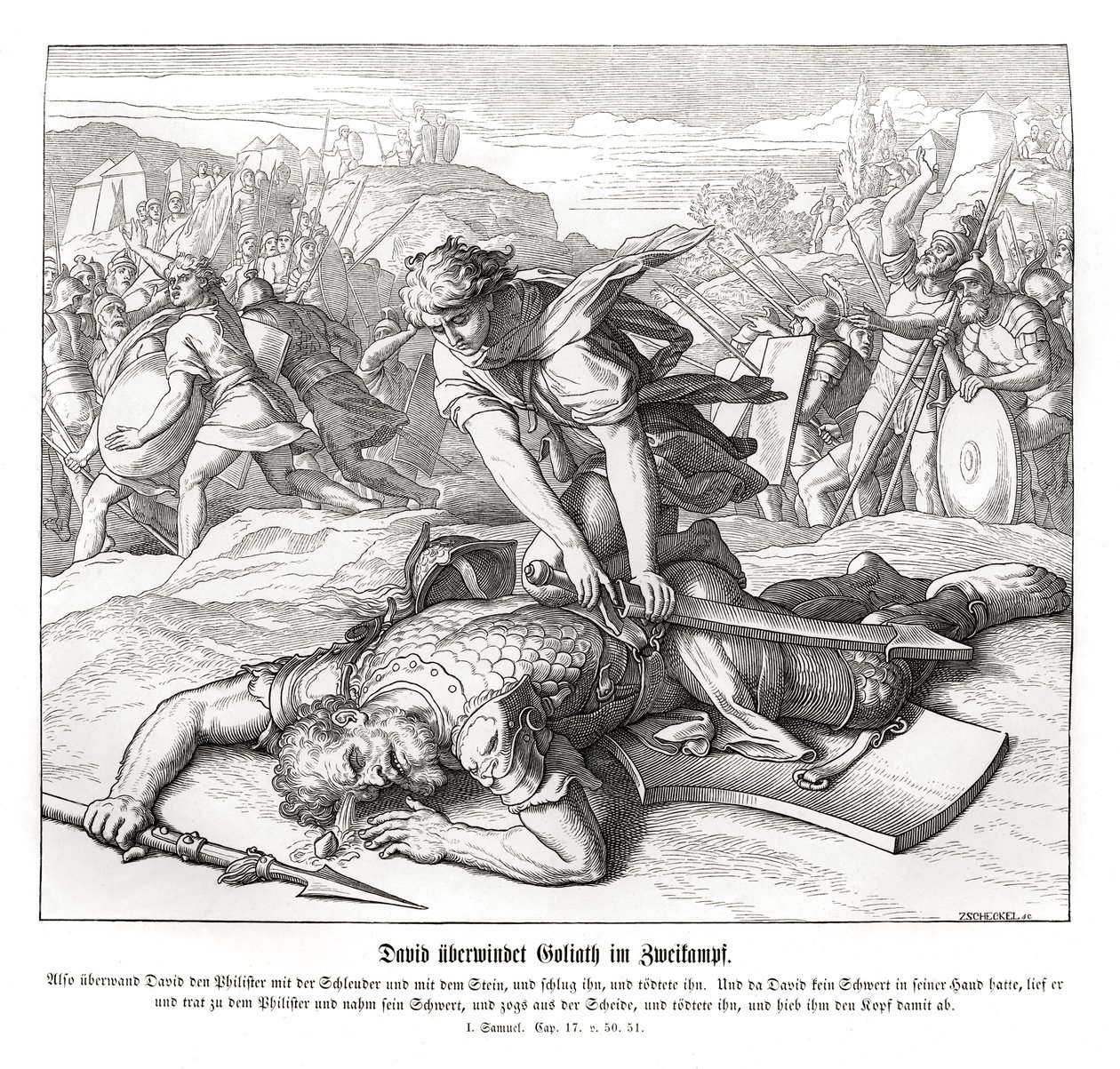 David derrota a Goliat de Julius Schnorr von Carolsfeld