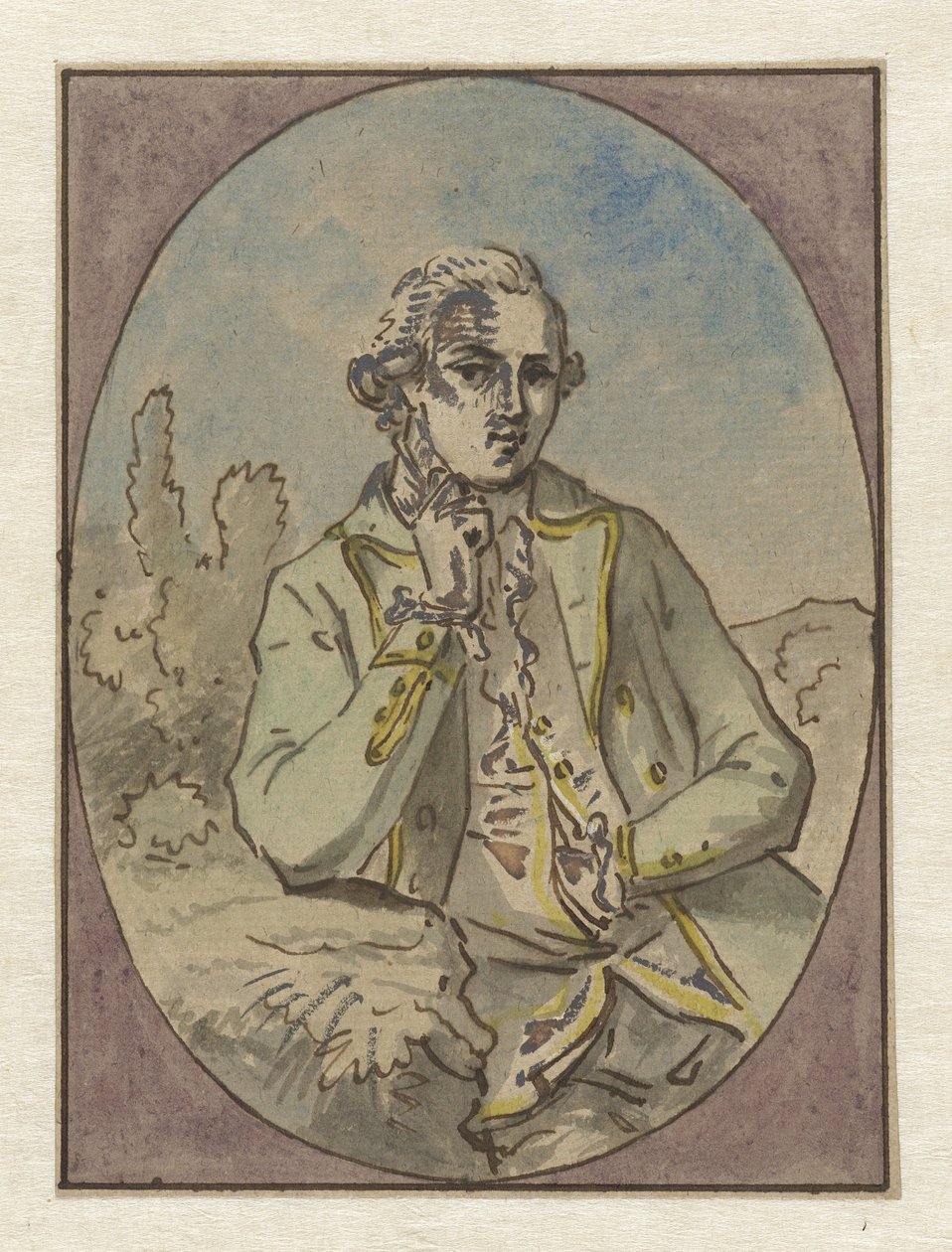 Retrato de hombre desconocido, en óvalo de Jurriaan Andriessen