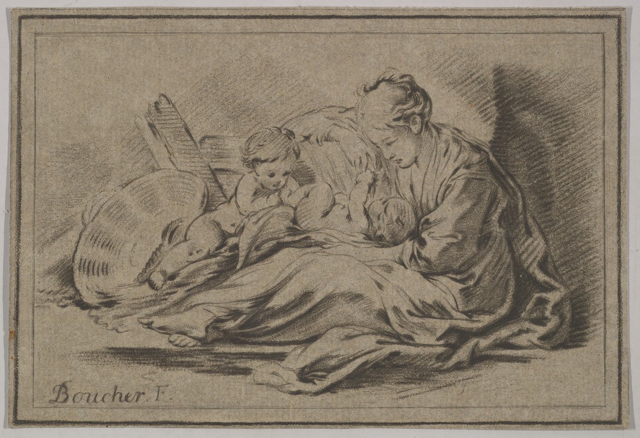 Madre con Dos Niños, siglo XVIII de Jurriaan Cootwijk