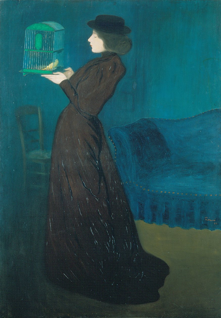 Mujer con una jaula de pájaros de József Rippl Rónai