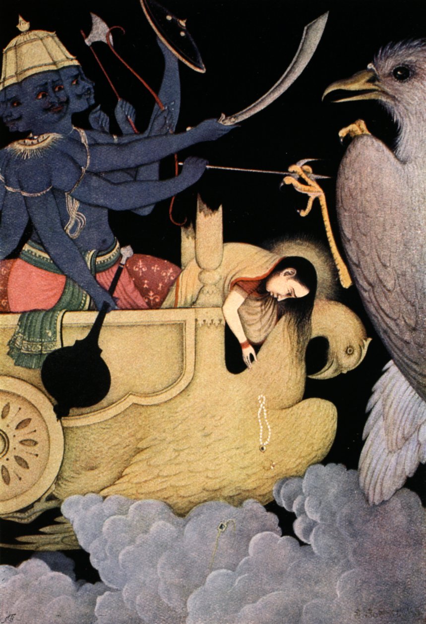 Ravana luchando con Jatayu, 1913 de K Venkatappa