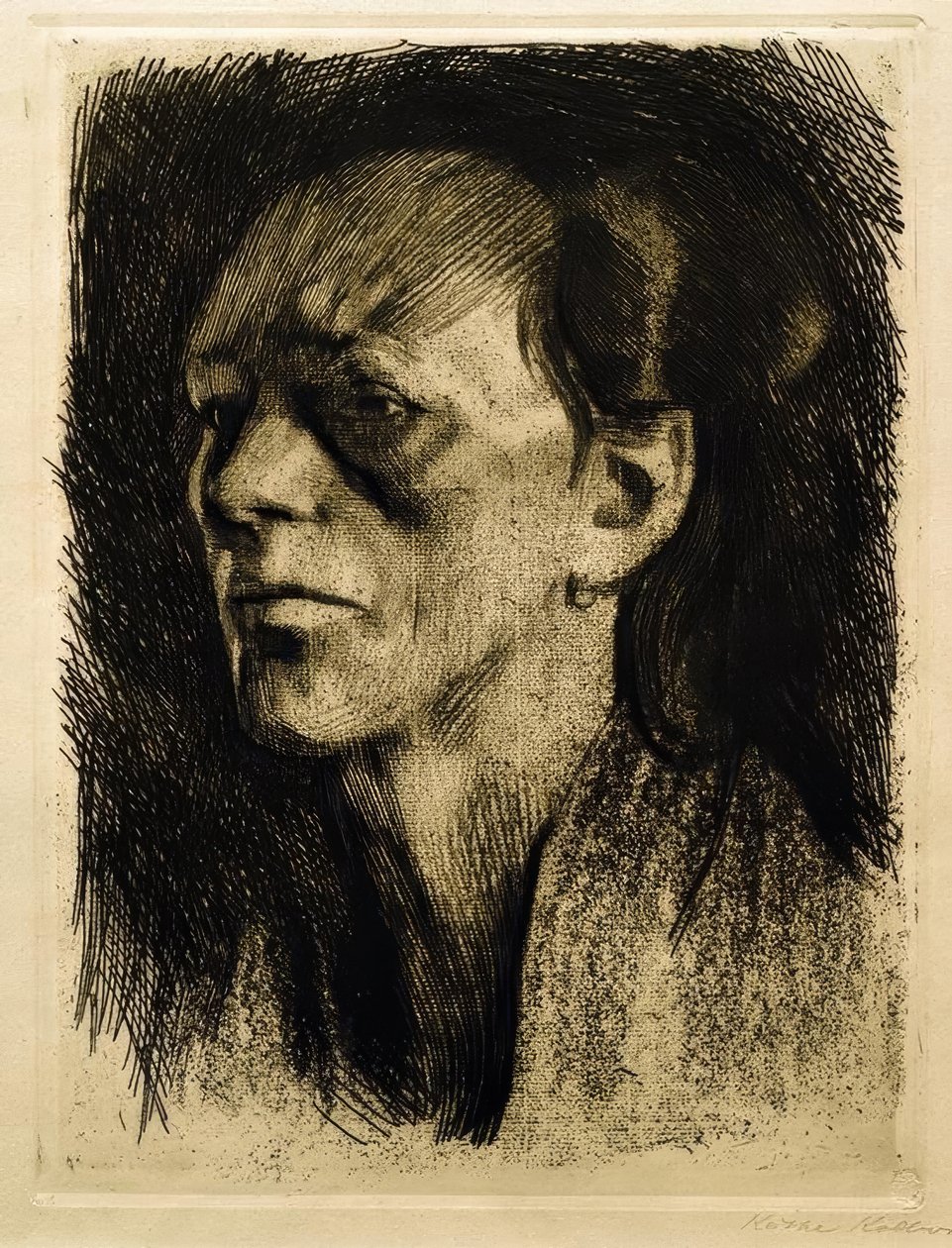Mujer trabajadora (con el pendiente) de Käthe Kollwitz