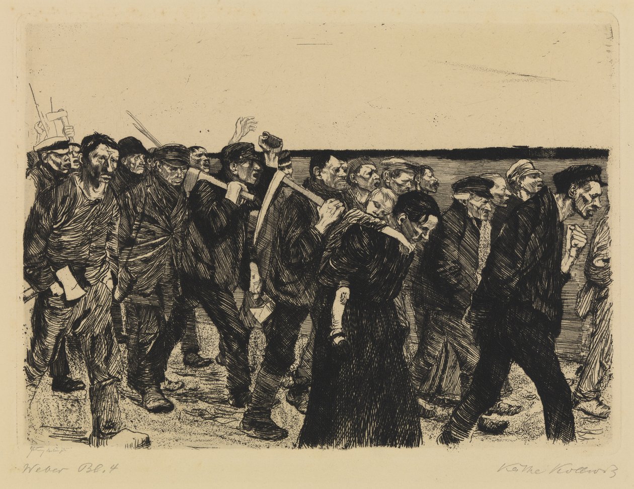Una revuelta de tejedores - Marcha de tejedores de Käthe Kollwitz
