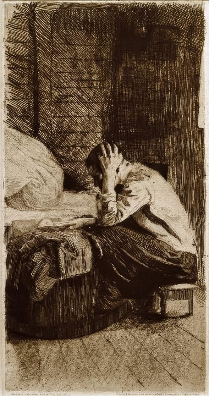 Mujer en la cuna de Käthe Kollwitz