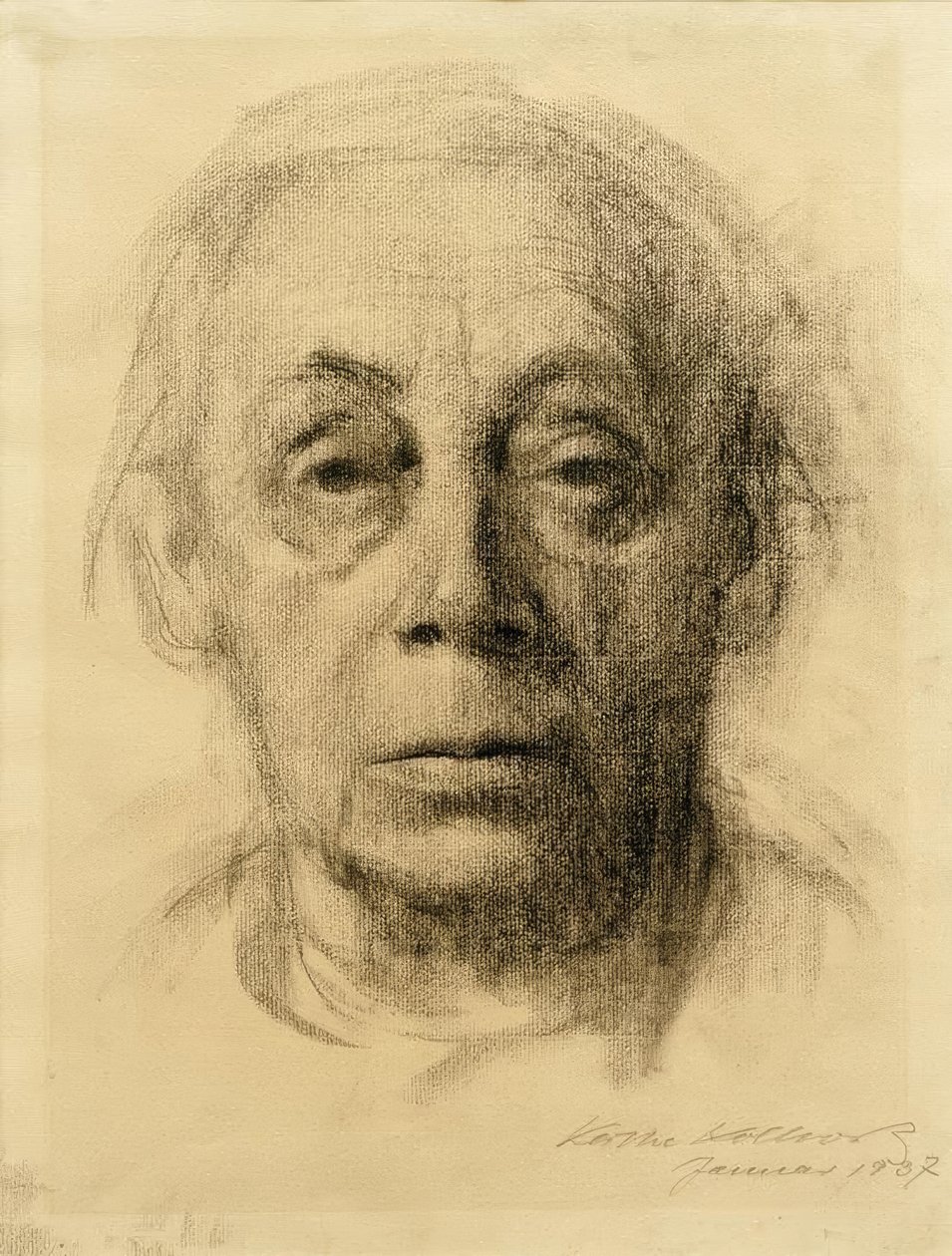 Autorretrato en frente de Käthe Kollwitz