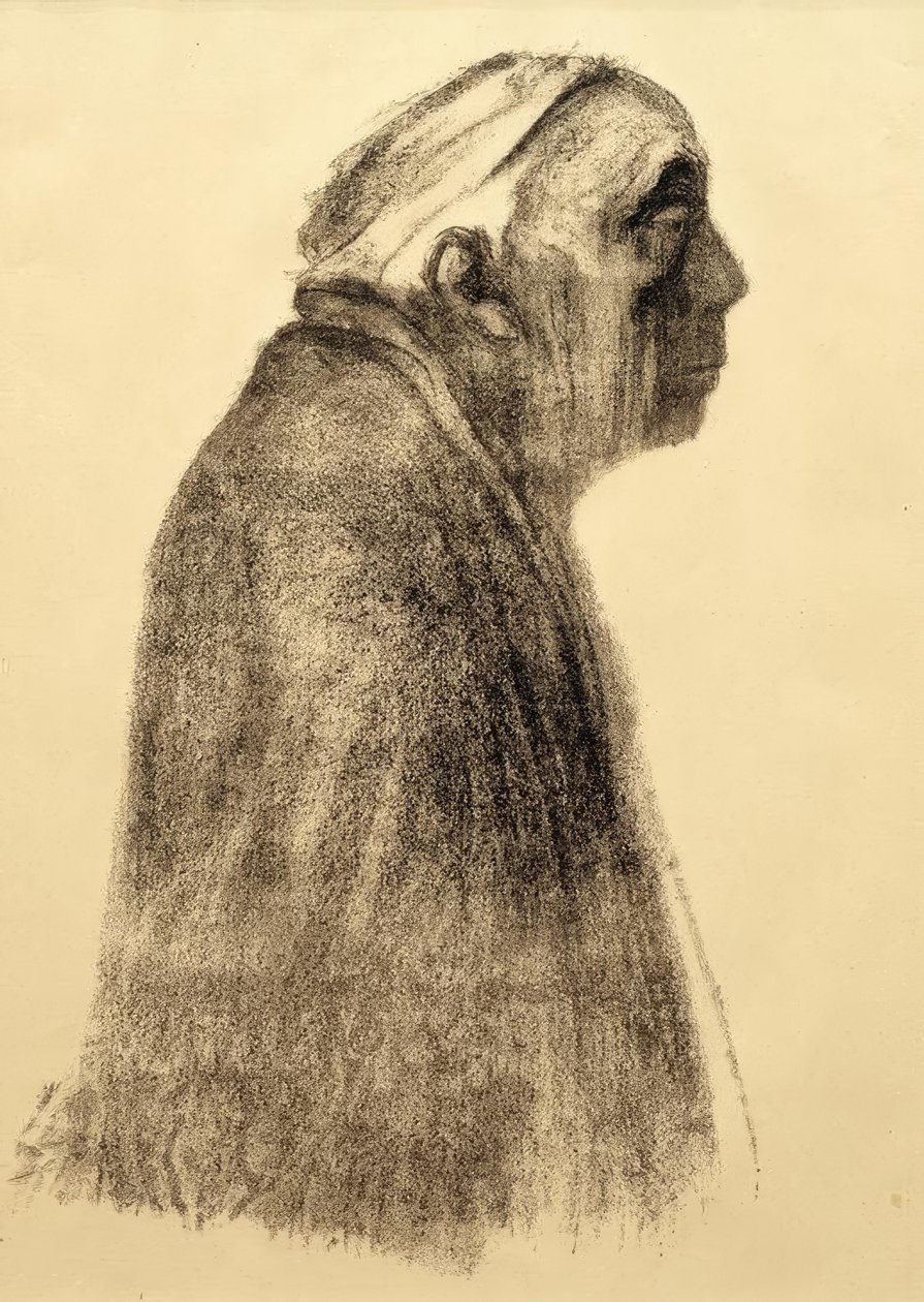 Autorretrato de perfil mirando a la derecha de Käthe Kollwitz