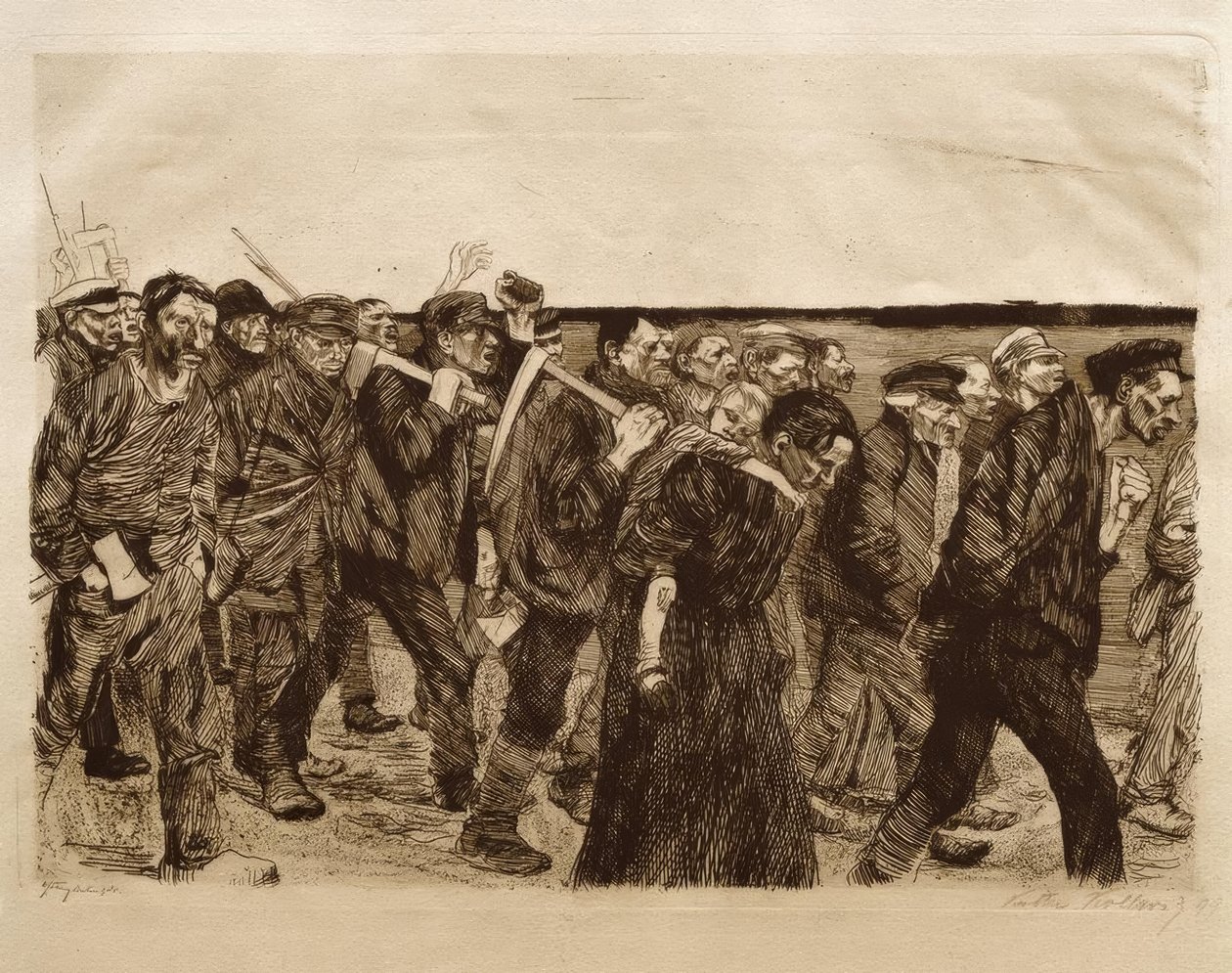 Procesión de tejedores de Käthe Kollwitz