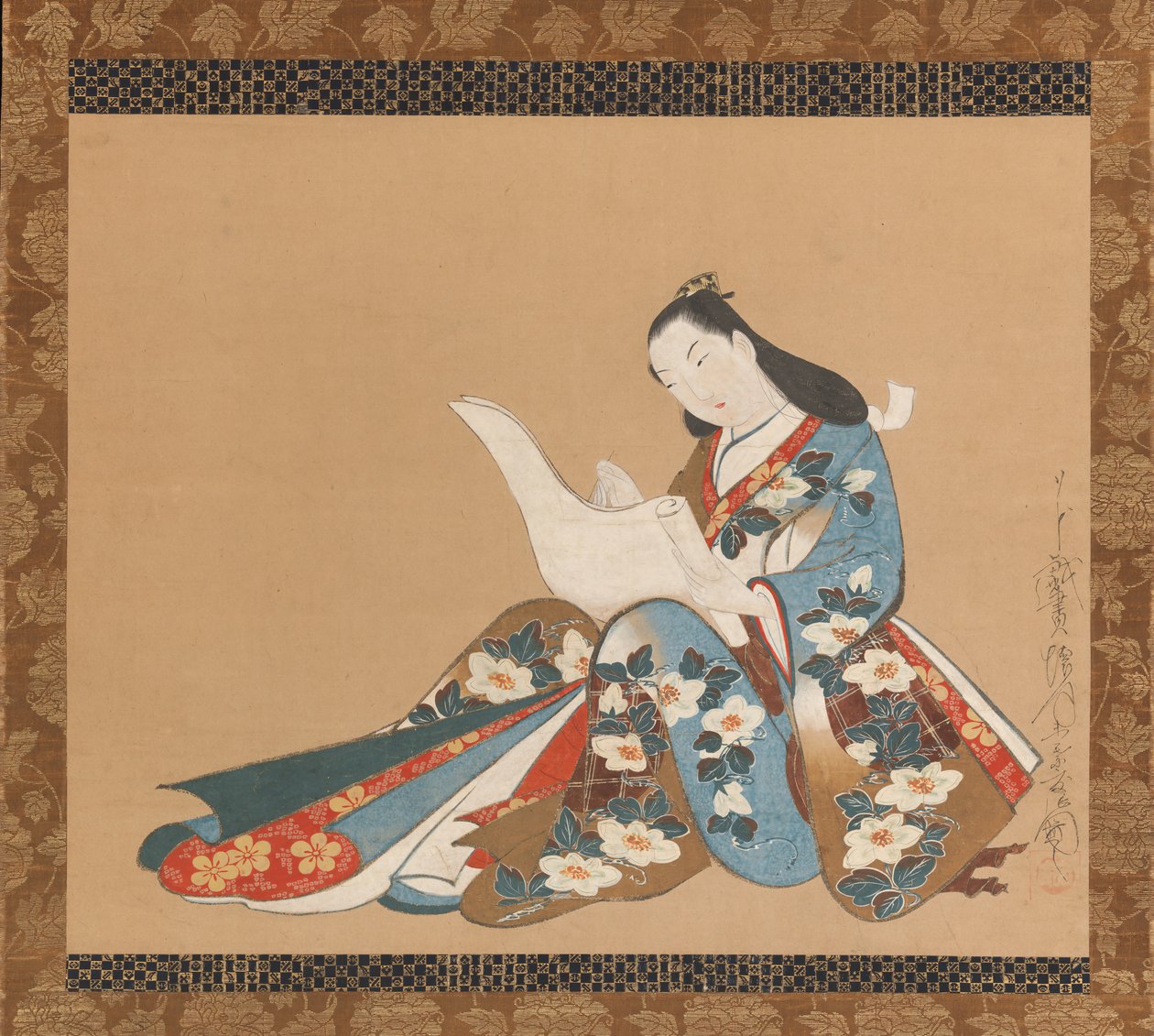 Cortesana escribiendo una carta de Kaigetsudō Doshin