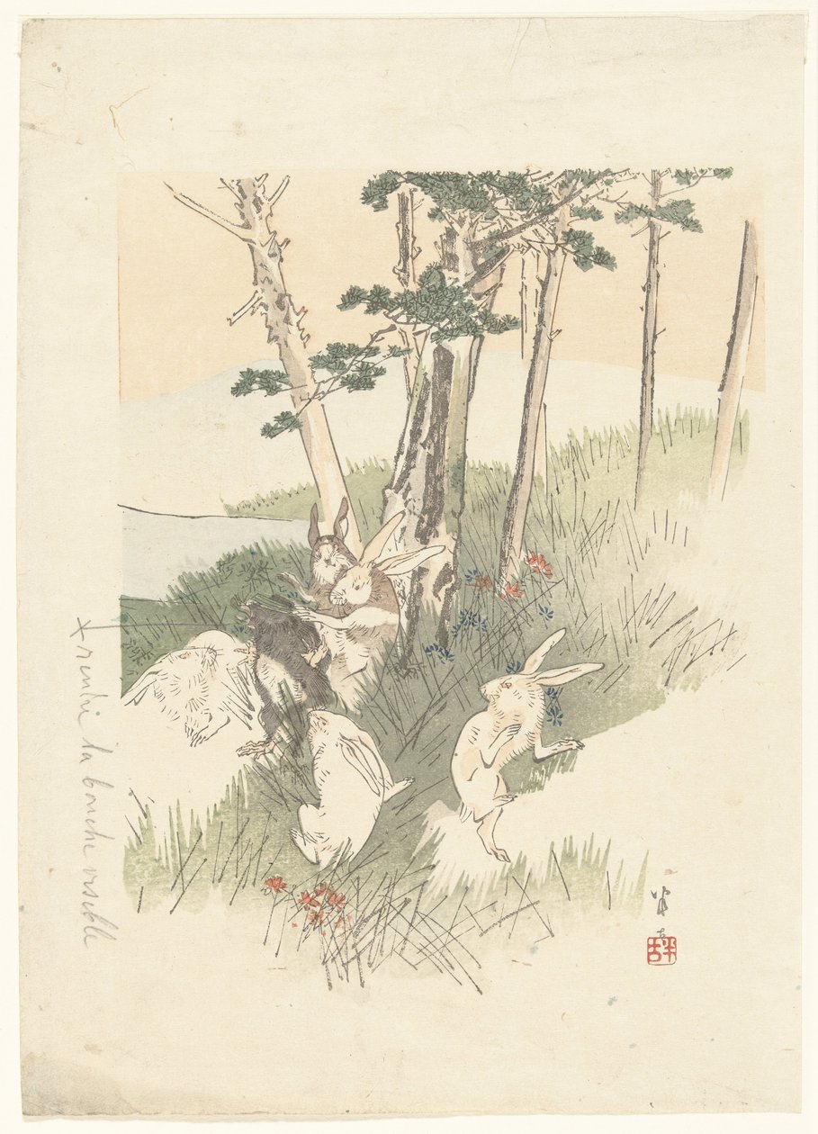 Conejos y un topo de Kajita Hanko