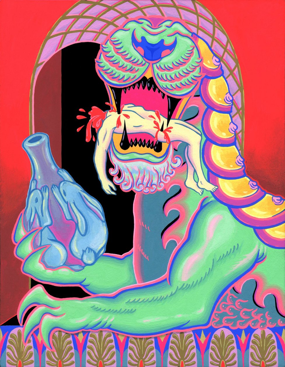 León de Jade, 2021 (acrílico sobre panel) de Kam Tsz
