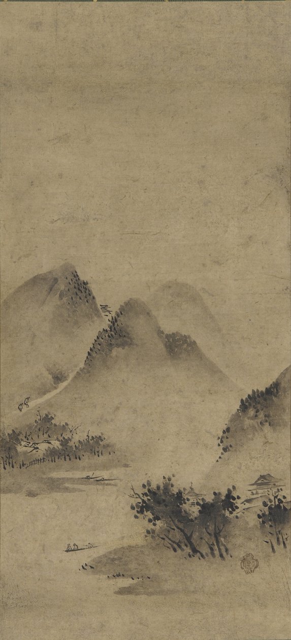 Paisaje, período Muromachi de Kano Motonobu