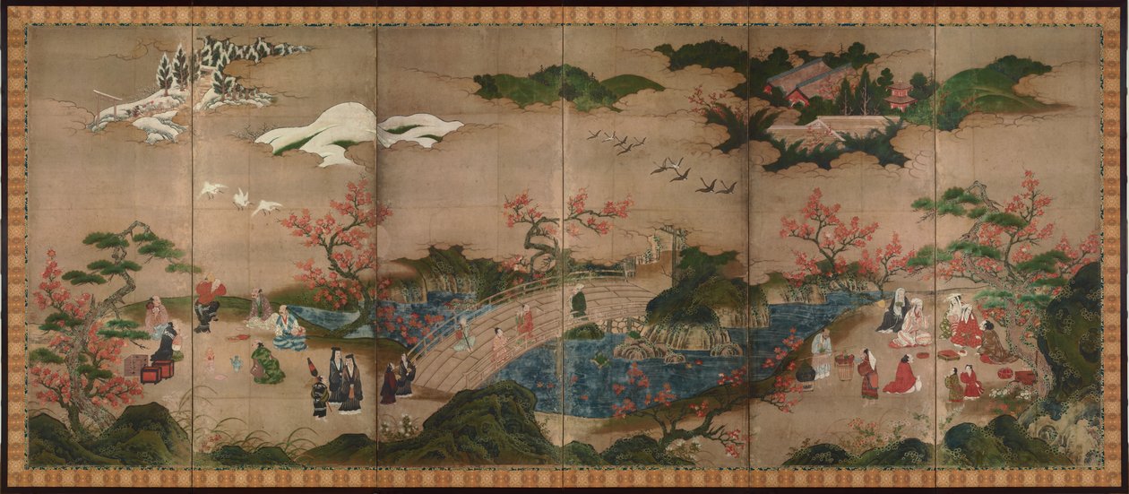 Espectadores de arce (shihonchoshoku kanpūzu) de Kano Hideyori