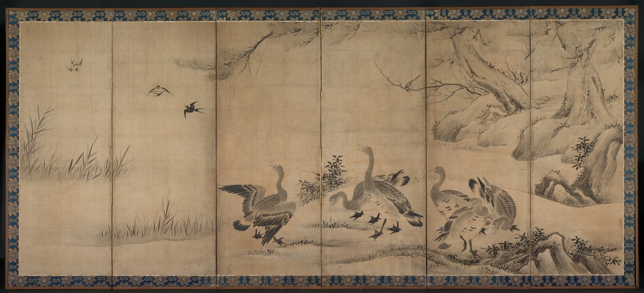 Gansos salvajes, finales de 1500-principios de 1600 de Kano Sanraku