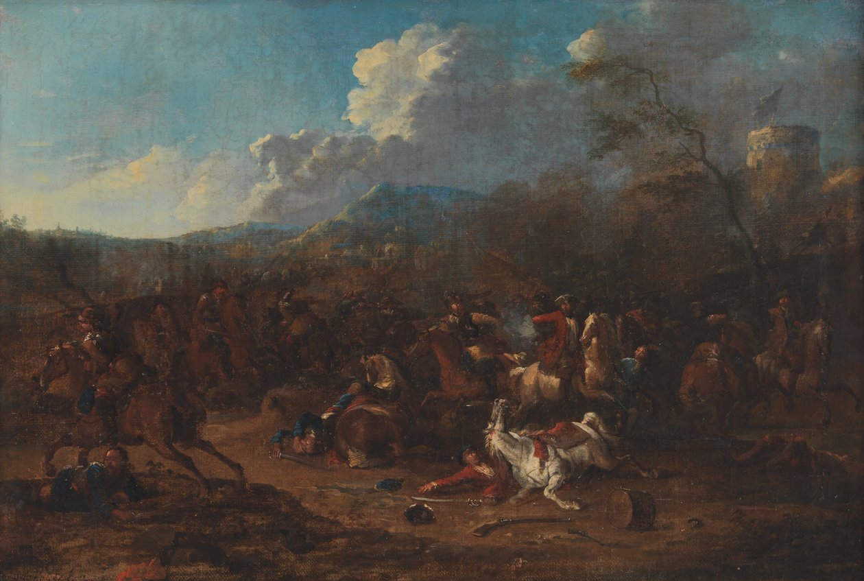 Escaramuza de caballería en una fortaleza de Karel Breydel