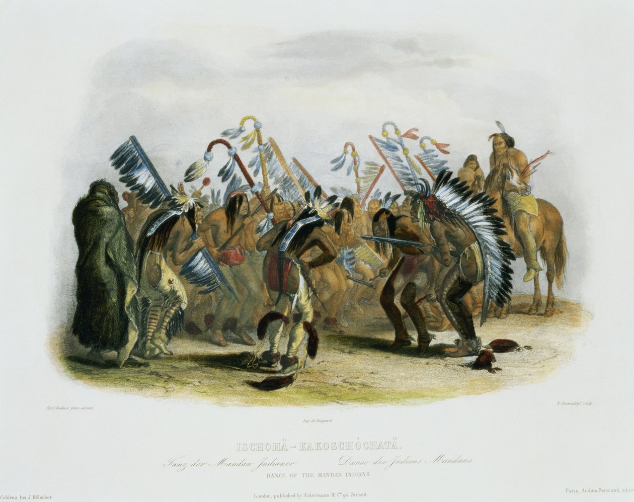 Ischoha-Kakoschochata, danza de los indios Mandan, lámina 25 del volumen 1 de 