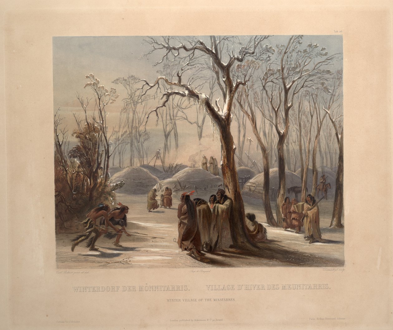 Aldea de invierno de los Minatarres de Karl Bodmer