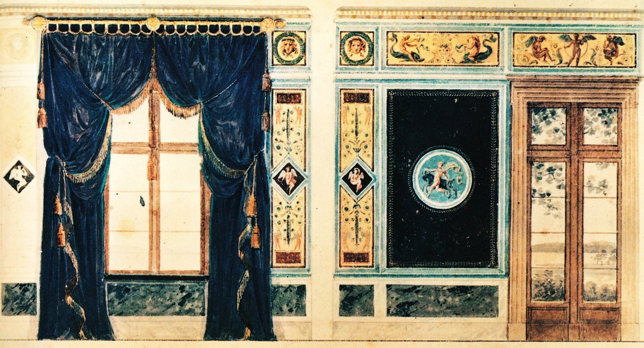 Diseño de decoración de Schinkel para la habitación sur del Casino Klein-Glienicke, 1824 de Karl Friedrich Schinkel