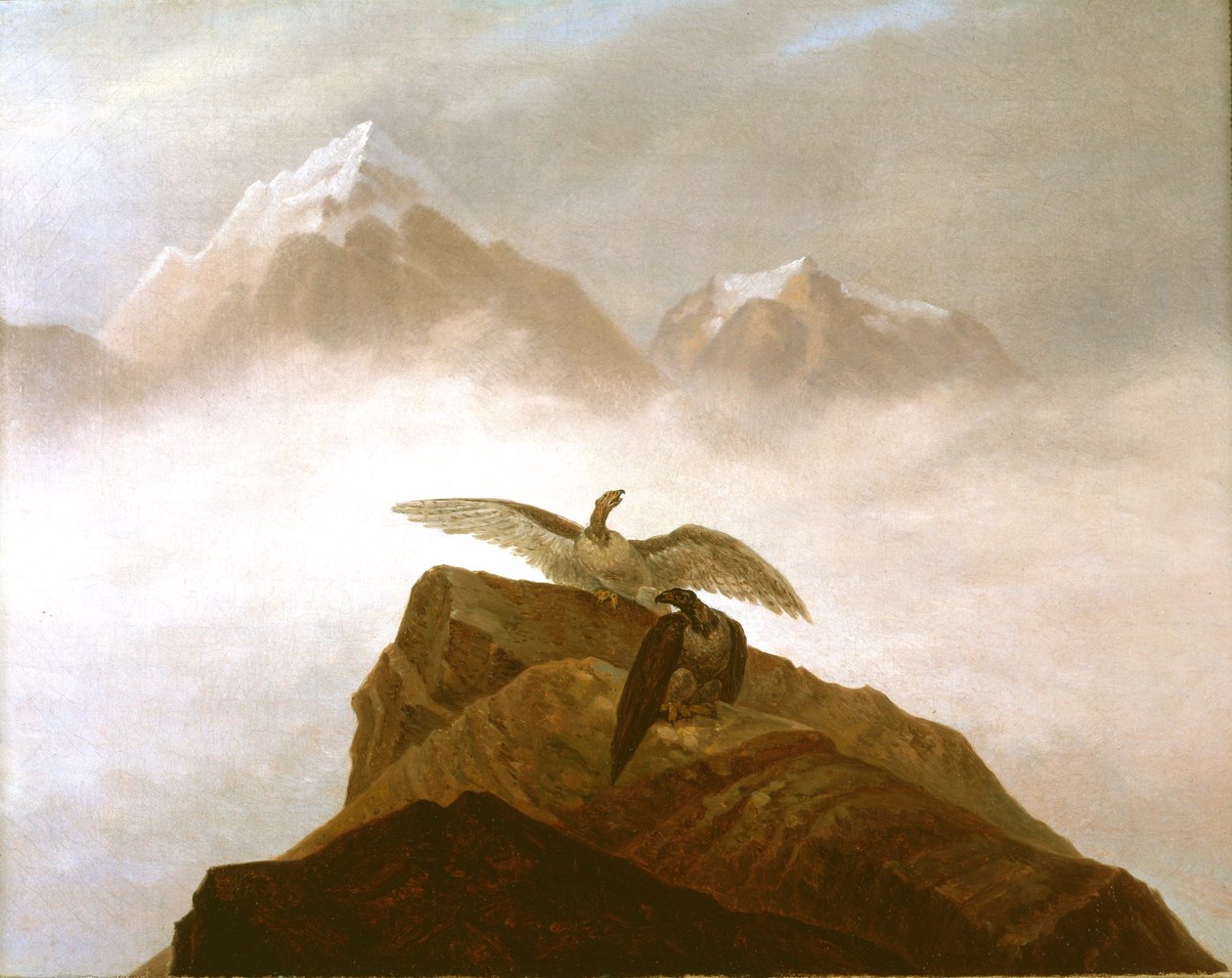Águilas aterrizando en un pico alpino de Karl Gustav Carus
