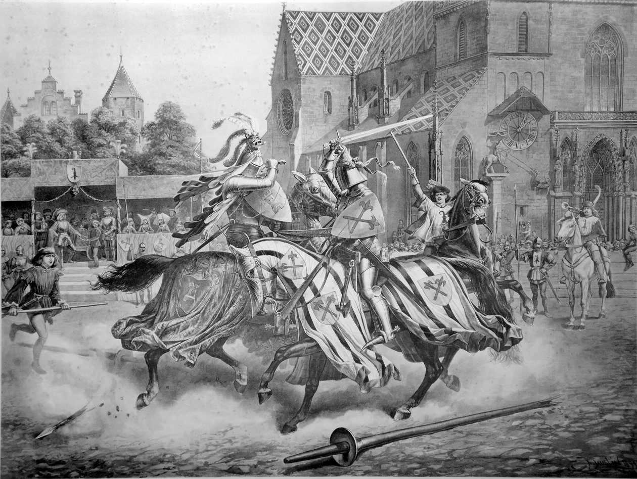 El torneo de Basilea entre Heinrich von Ramstein y el español Don Merlo diciembre 1428. Editorial de Emil Birhäuser, Basilea de Karl Jauslin