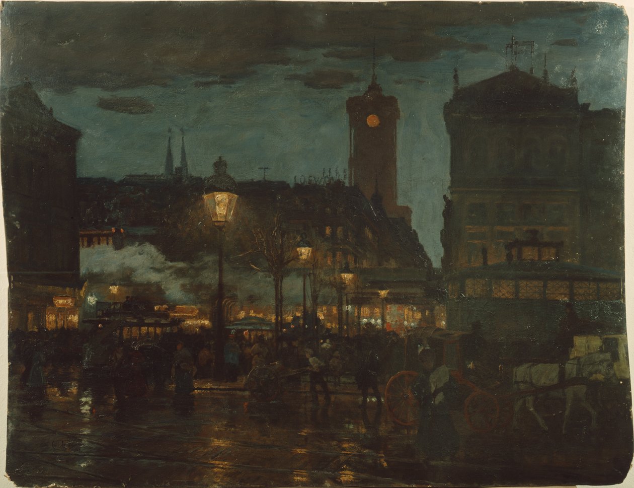 Plaza Alexander, Berlín, de noche, 1895 de Karl Langhammer