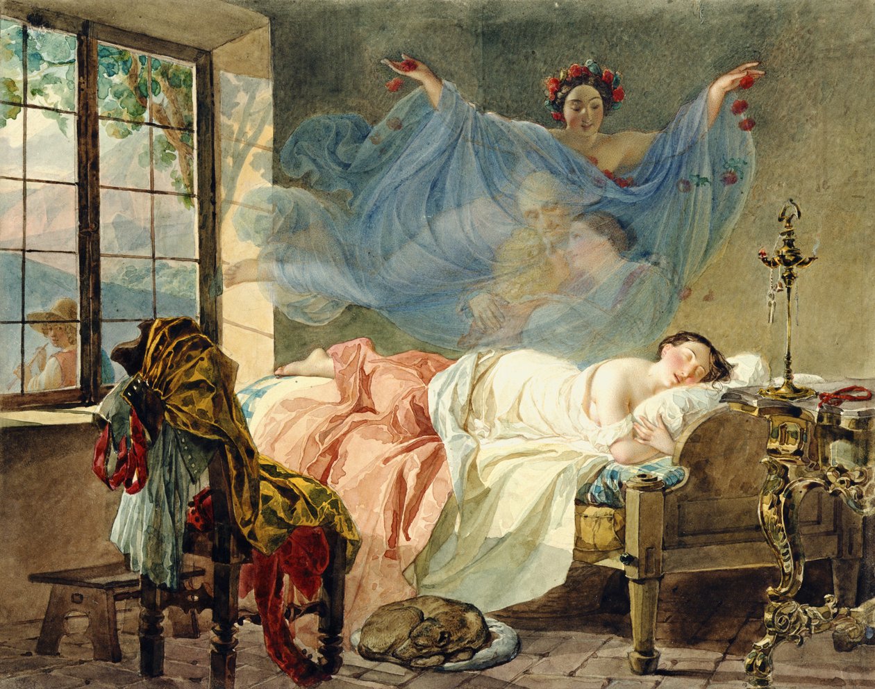 Sueños de una joven al amanecer de Karl Pavlovich Bryullov