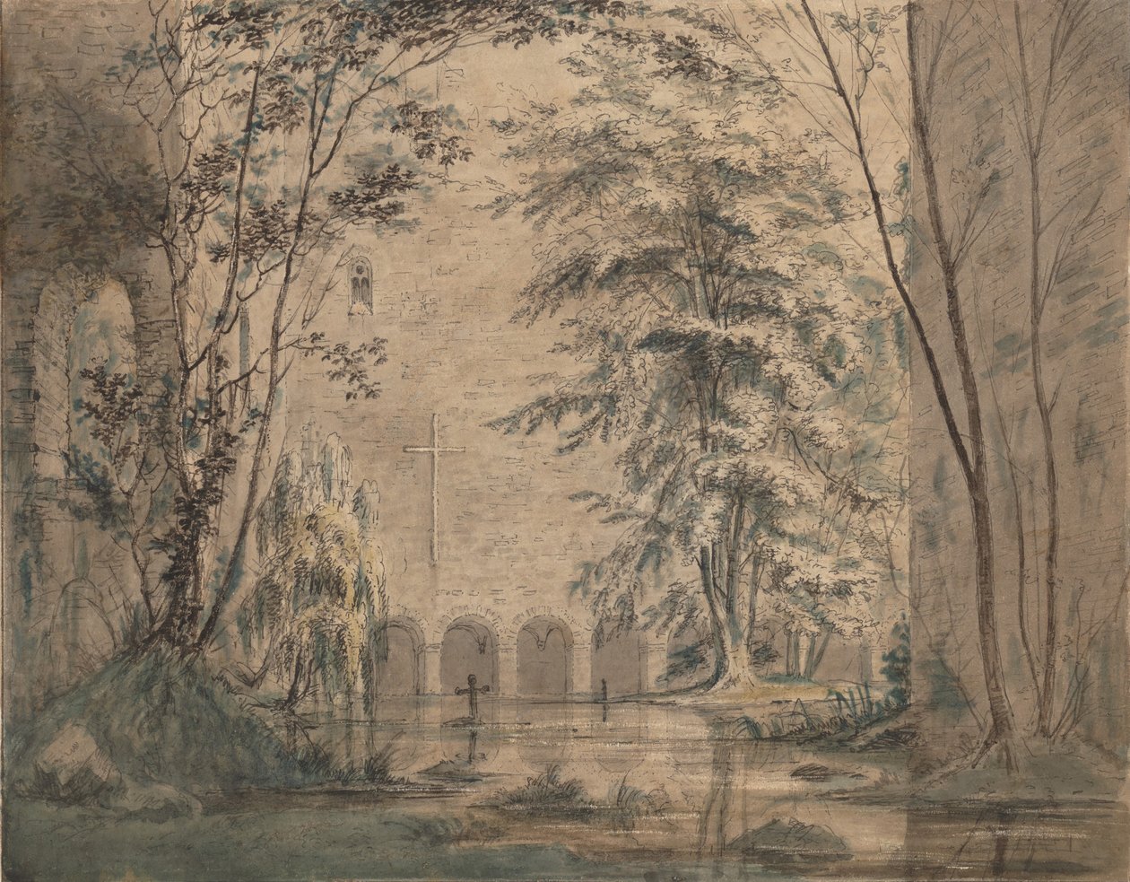 Ruinas inundadas de un monasterio, ca. 1824 de Carl Blechen