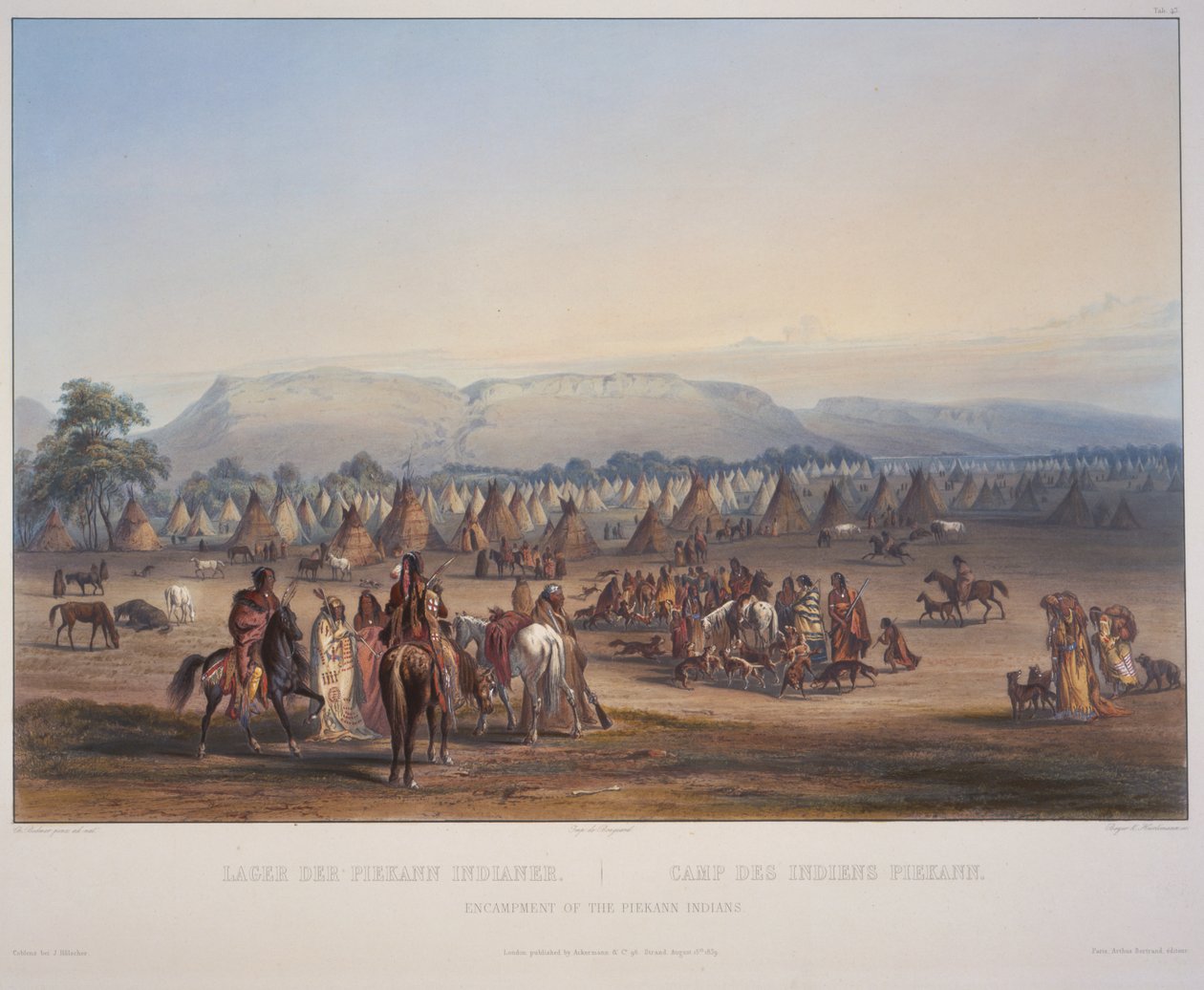 Campamento de los indios Peikann de Karl Bodmer