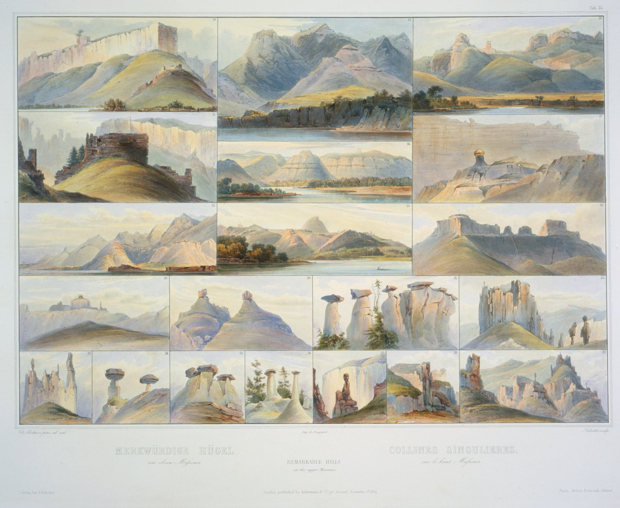 Colinas notables en el Alto Missouri de Karl Bodmer