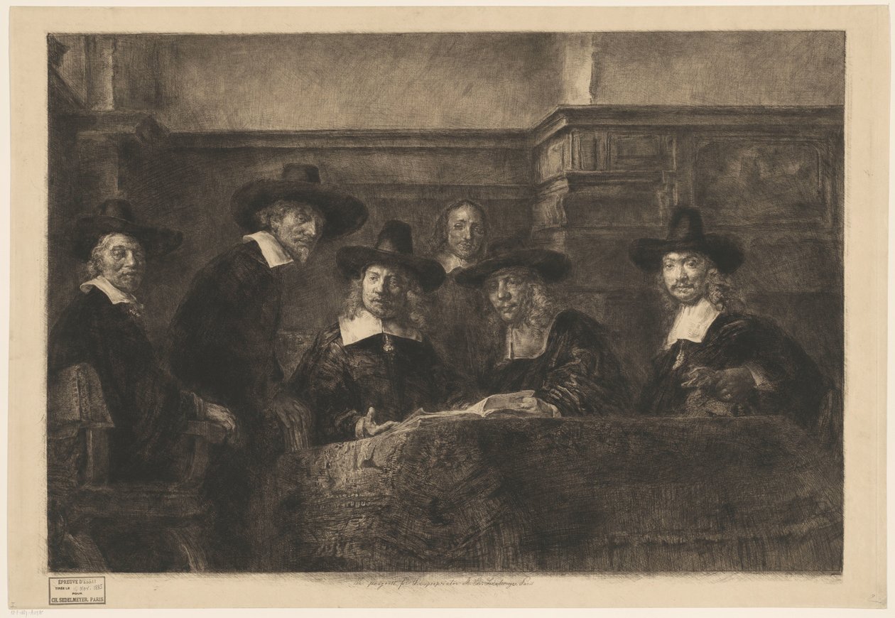 Los Staalmeester, después de Rembrandt. de Karl Köpping