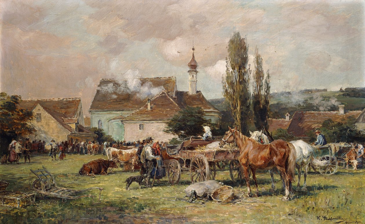 Un mercado en un pueblo de Karl Stuhlmuller
