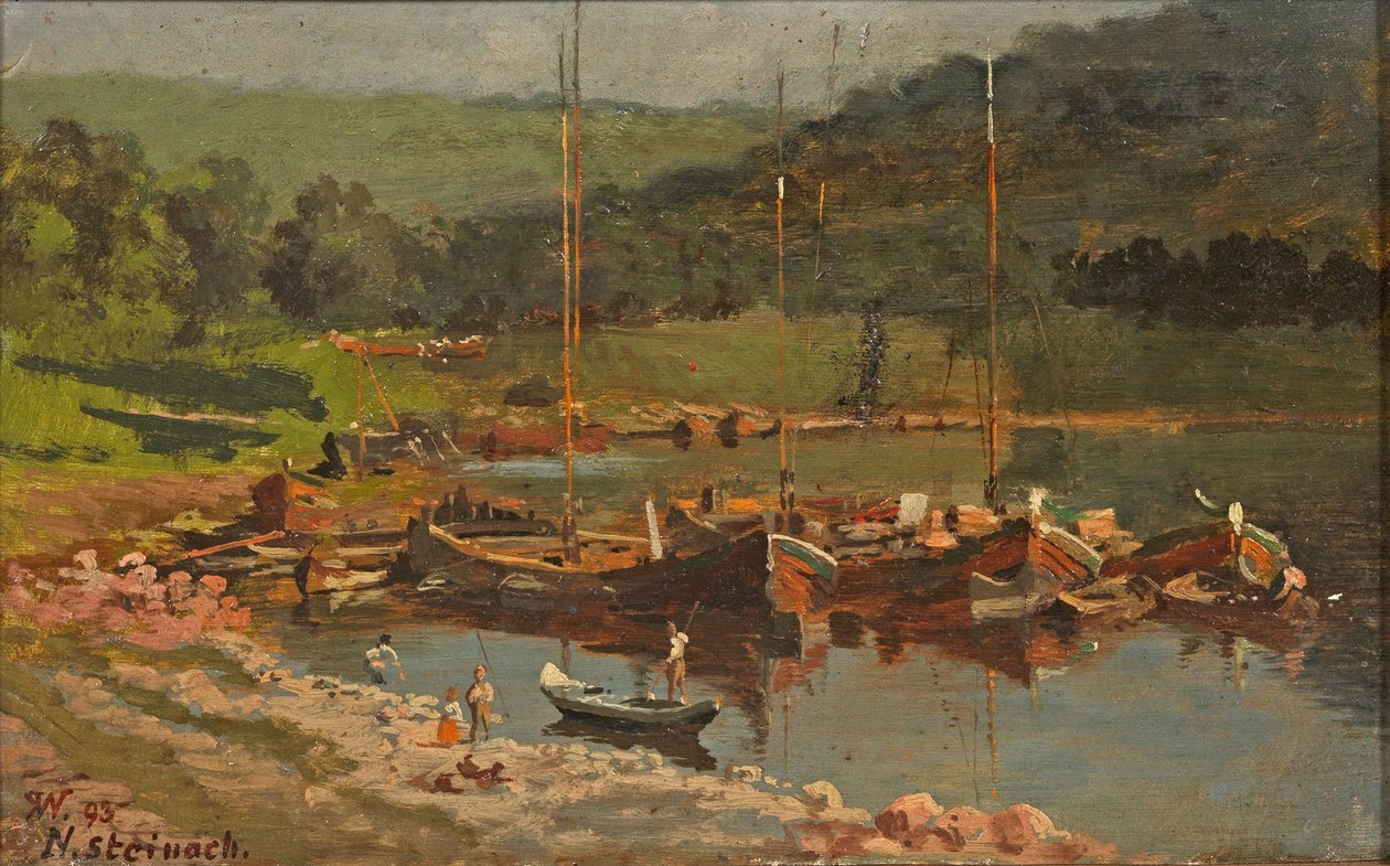 Karl Weysser - Barcos en Neckarsteinach, 1893 de Karl Weysser