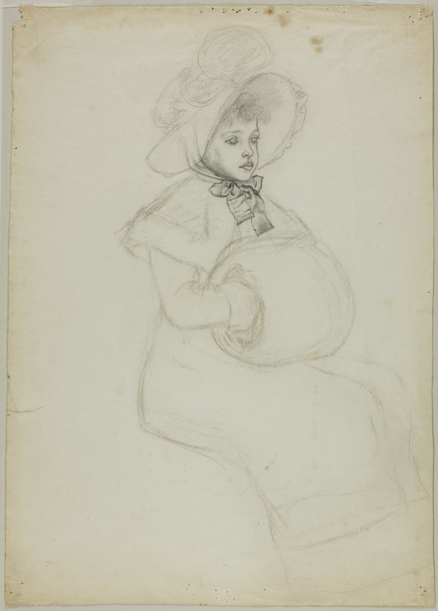 Niña sentada con manguito de Kate Greenaway