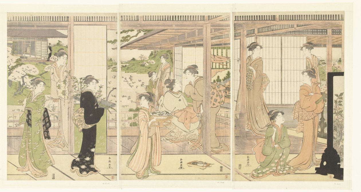 Preparativos para la fiesta de muñecas. de Katsukawa Shuncho