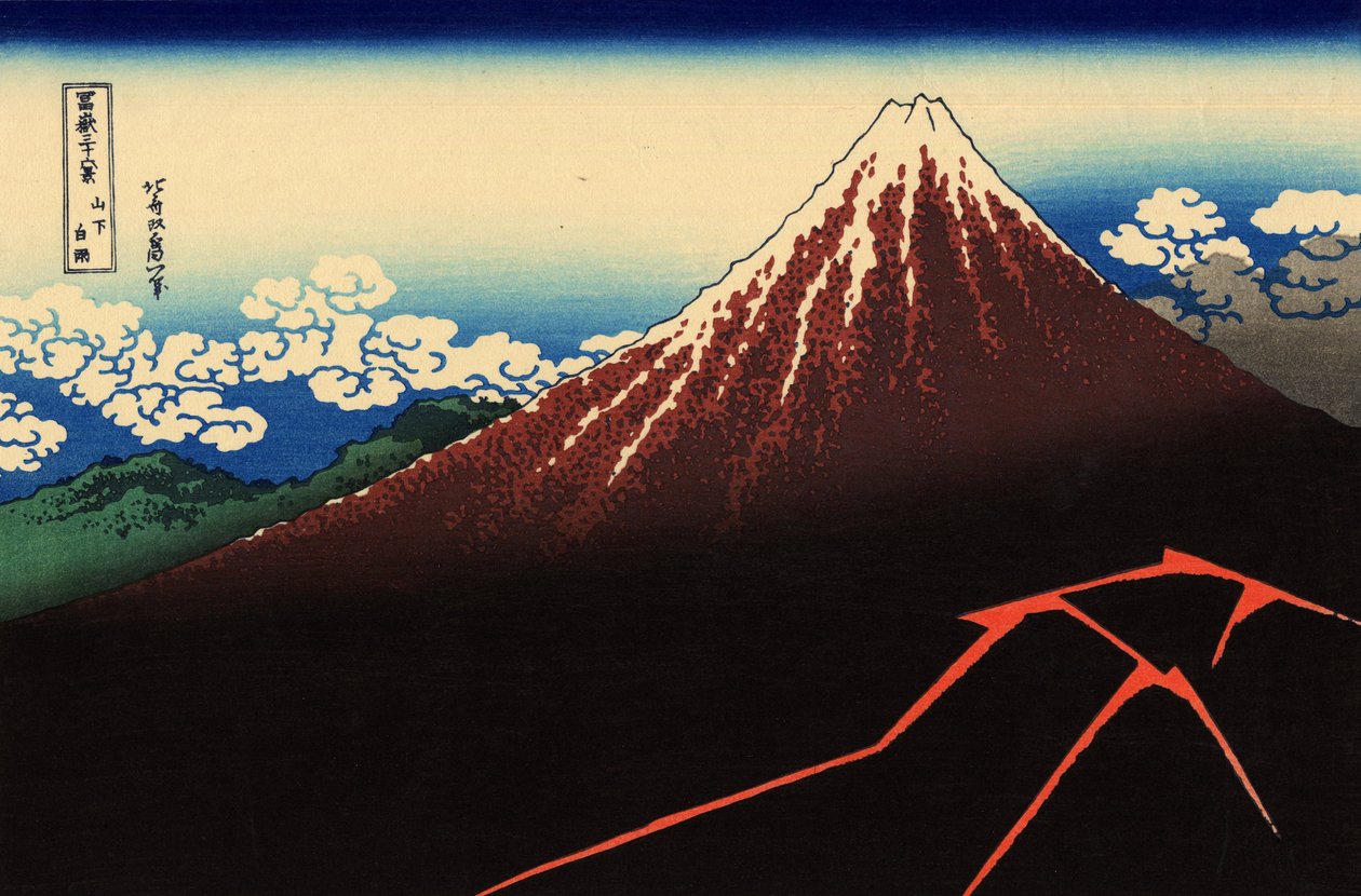 Tormenta bajo la cumbre de Katsushika Hokusai