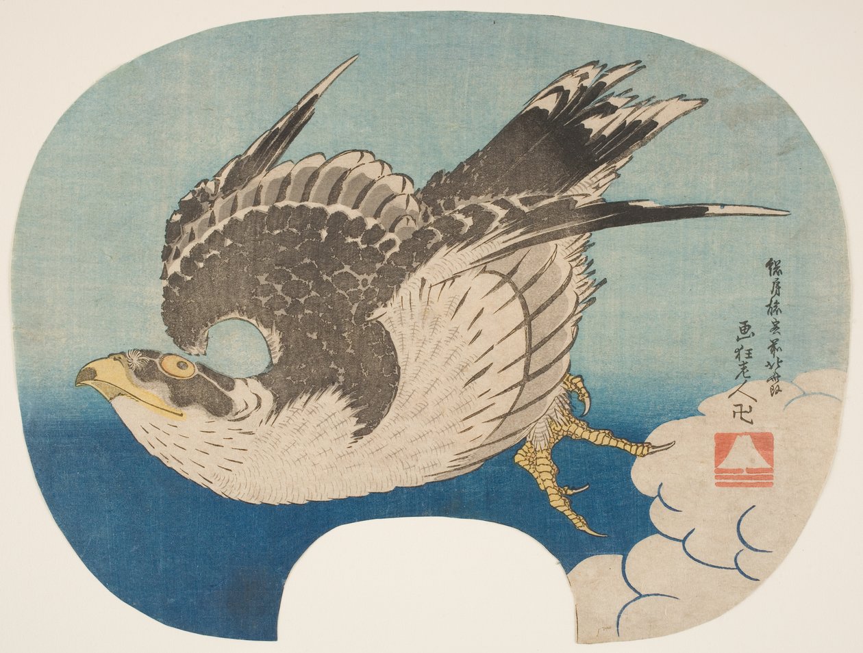 Un halcón en vuelo, c.1840 (xilografía) de Katsushika Hokusai