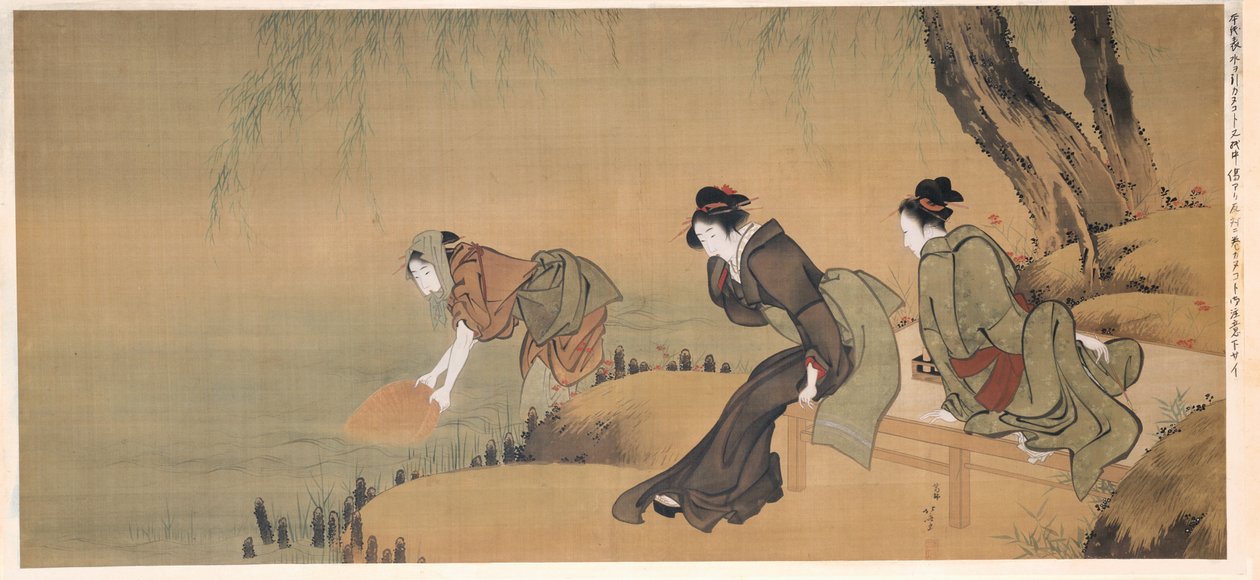Refrescándose en una noche de verano de Katsushika Hokusai