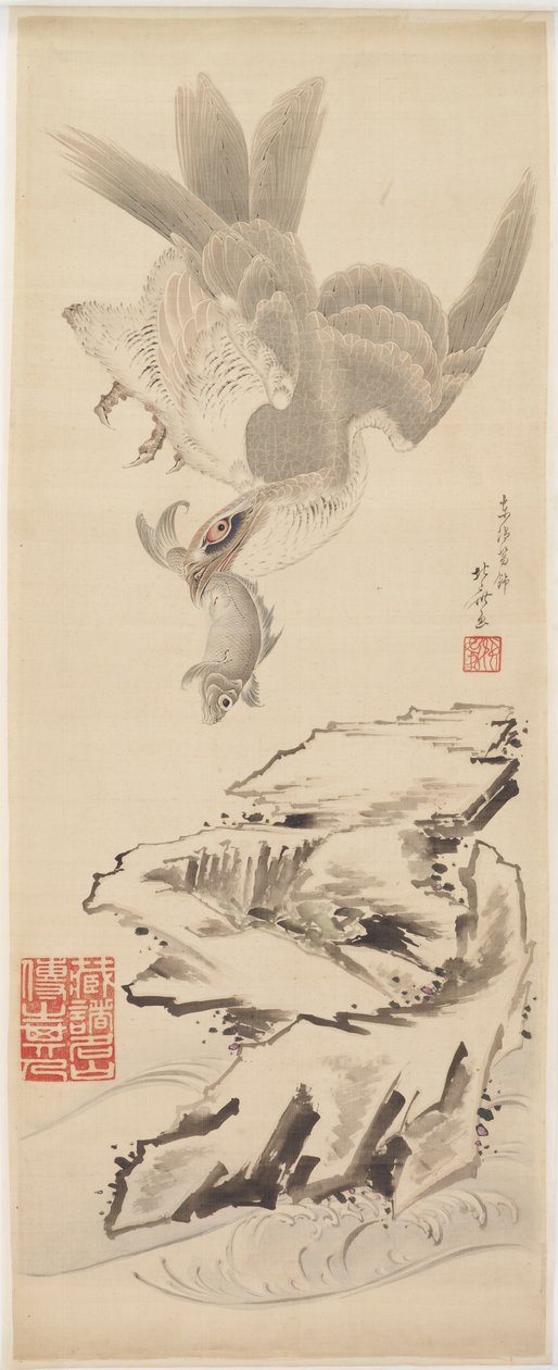 Halcón y pez, finales del siglo XVIII - principios del siglo XIX de Katsushika Hokusai