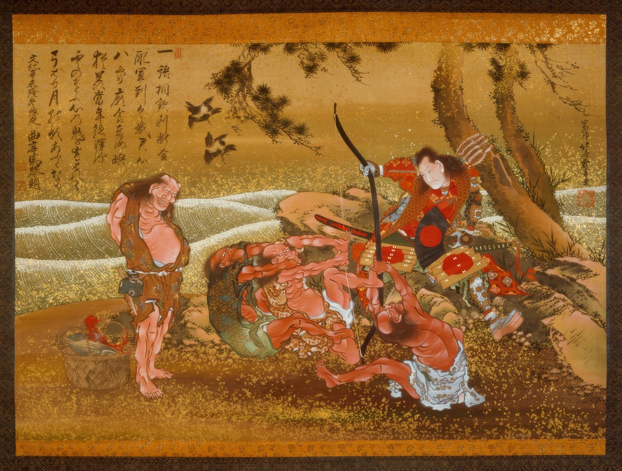 Tametomo y los demonios en Onigashima de Katsushika Hokusai