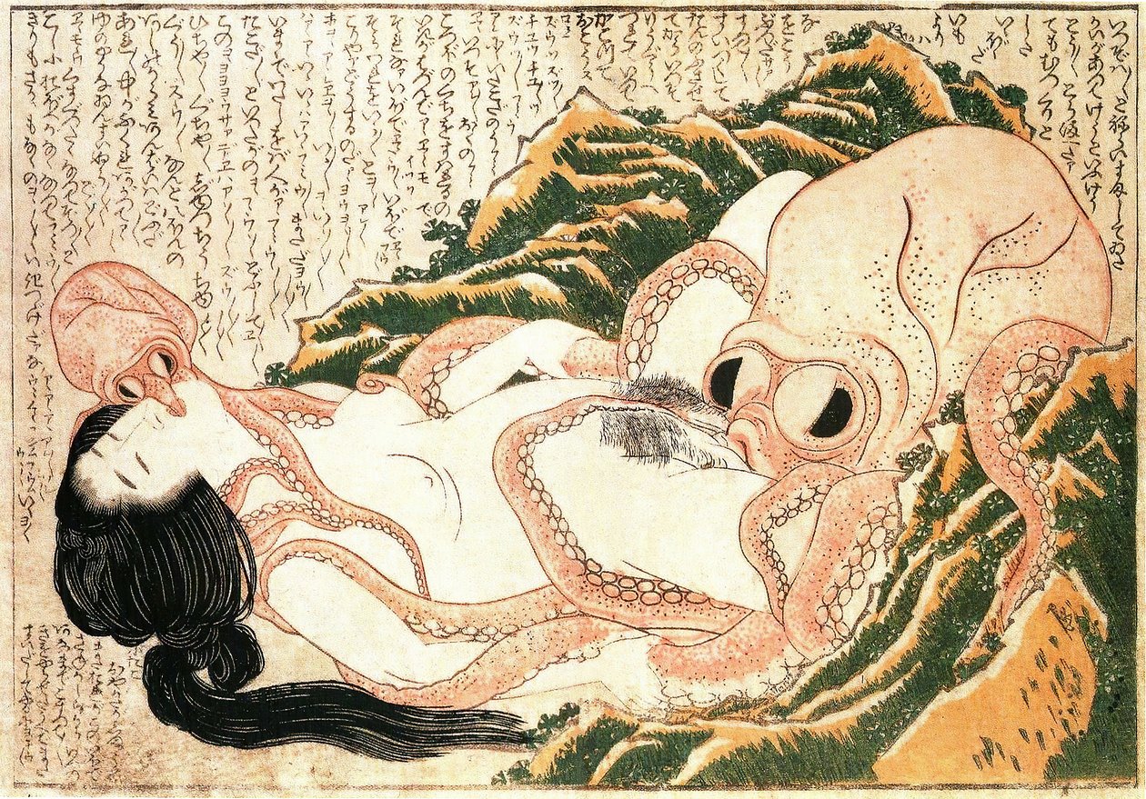 El sueño de la esposa del pescador de Katsushika Hokusai