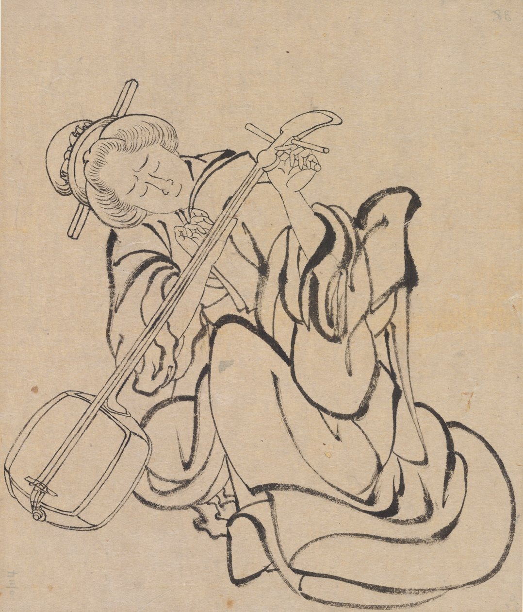 Afinando el samisen, finales del siglo XVIII-principios del XIX de Katsushika Hokusai
