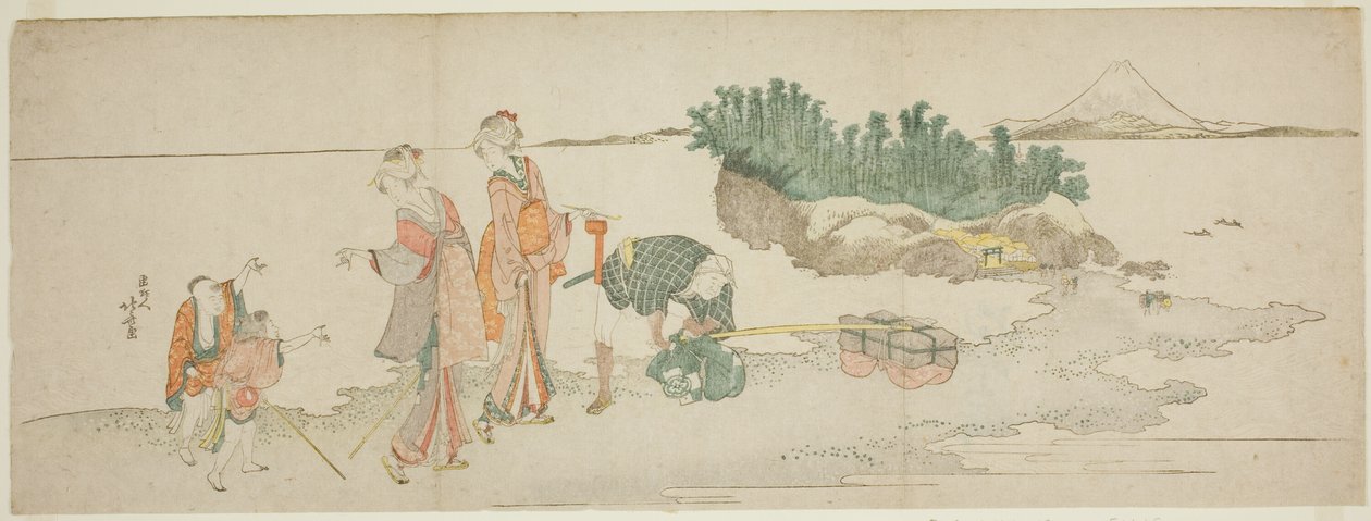 Visitantes a Enoshima de Katsushika Hokusai