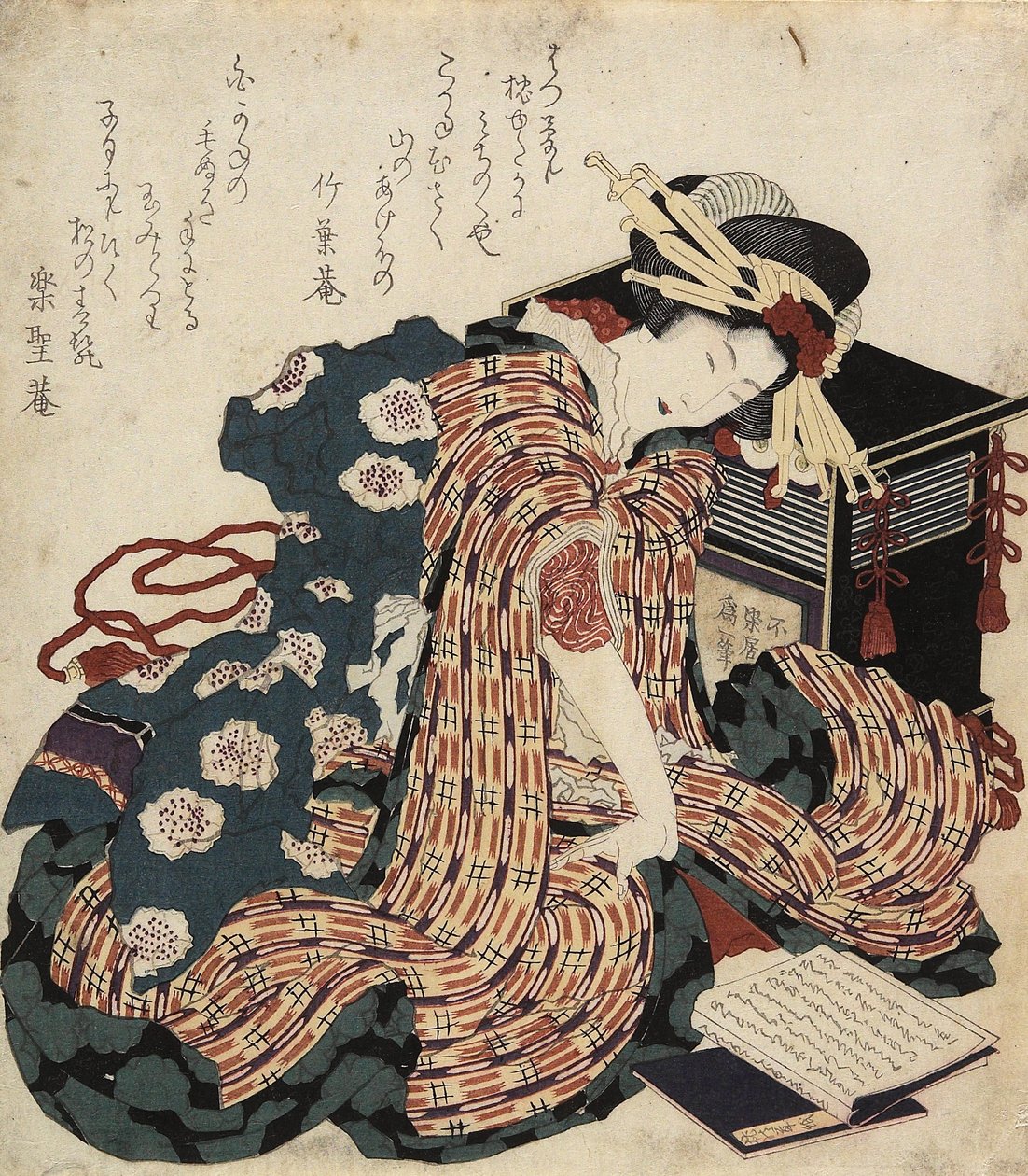 Mujer leyendo un libro, 1822 de Katsushika Hokusai